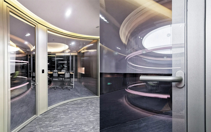 最新の会社の事例について Curved panoramic glass partition system project