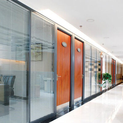 Office Interior Tempered clear Glass Top Partition Wall School Meeting Room Soundproof Glass Office Partition With Blinds